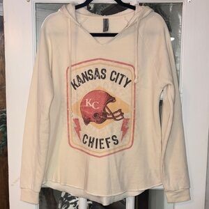 Kansas City Chiefs Cream Hoodie Small Oversized